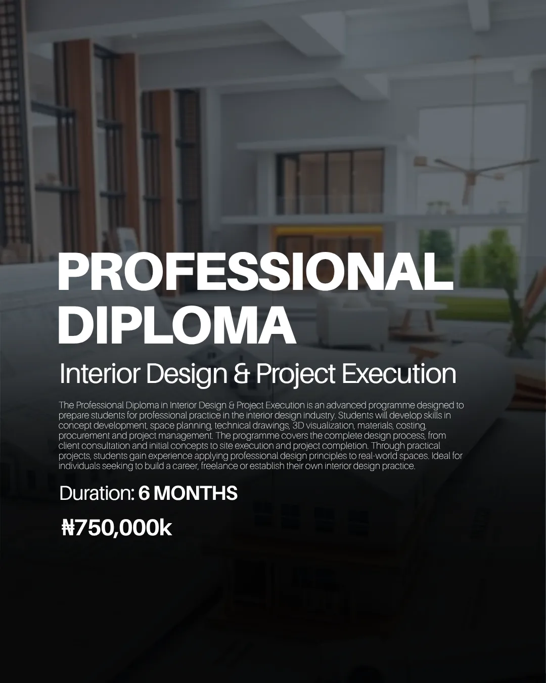 Professional Diploma in Interior Design & Project Execution programme