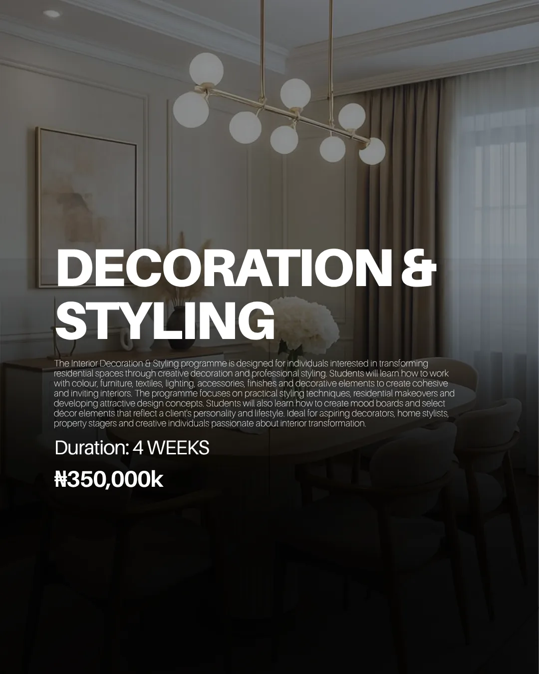 Interior Decoration & Styling programme